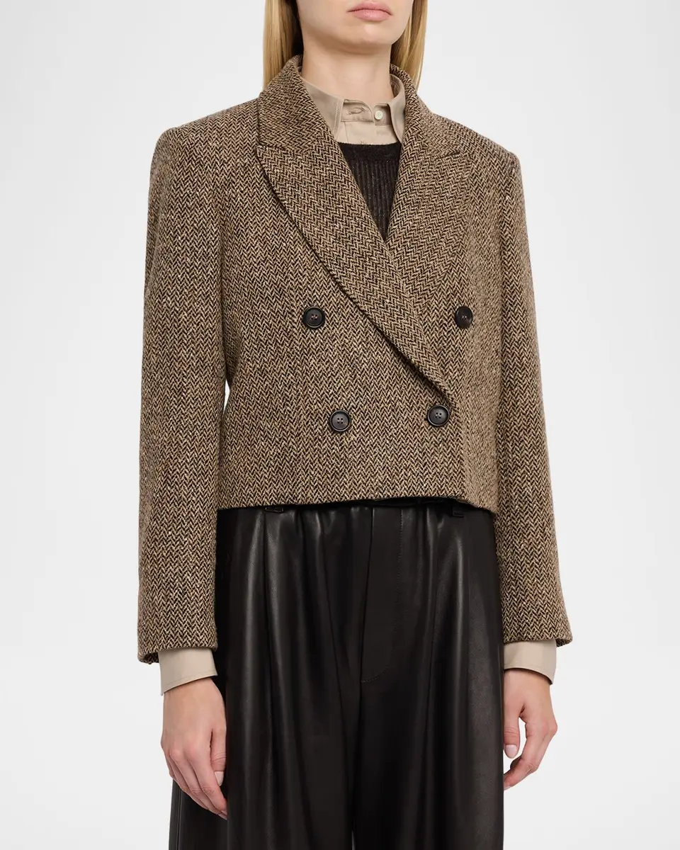 Brunello Cucinelli Sparkling Wool Herringbone Blazer | Thumbnail 4