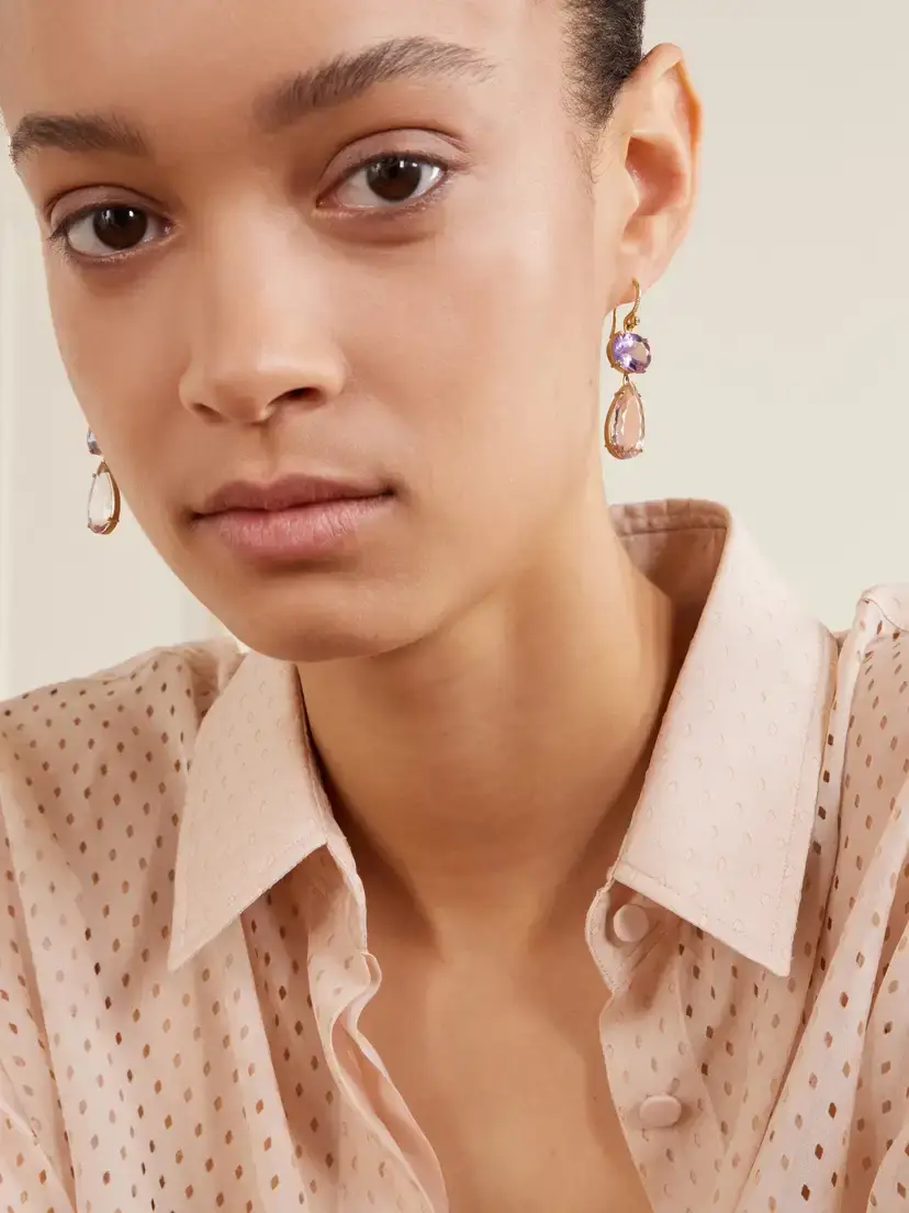 Irene Neuwirth Gemmy Gem 18-karat Gold Diamond, Amethyst And Morganite Earrings - Purple | Thumbnail 2 Irene Neuwirth Gemmy Gem 18-karat Gold Diamond, Amethyst And Morganite Earrings - Purple | Thumbnail 2