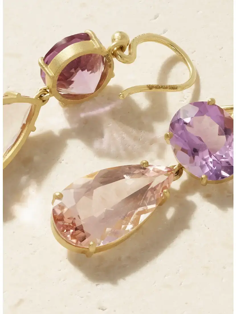 Irene Neuwirth Gemmy Gem 18-karat Gold Diamond, Amethyst And Morganite Earrings - Purple | Thumbnail 3 Irene Neuwirth Gemmy Gem 18-karat Gold Diamond, Amethyst And Morganite Earrings - Purple | Thumbnail 3
