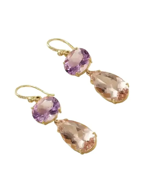Gemmy Gem 18-karat Gold Diamond, Amethyst And Morganite Earrings - Purple