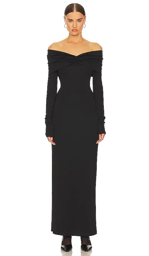 Helsa Matte Jersey Off Shoulder Maxi Dress | Image 1 Helsa Matte Jersey Off Shoulder Maxi Dress | Image 1