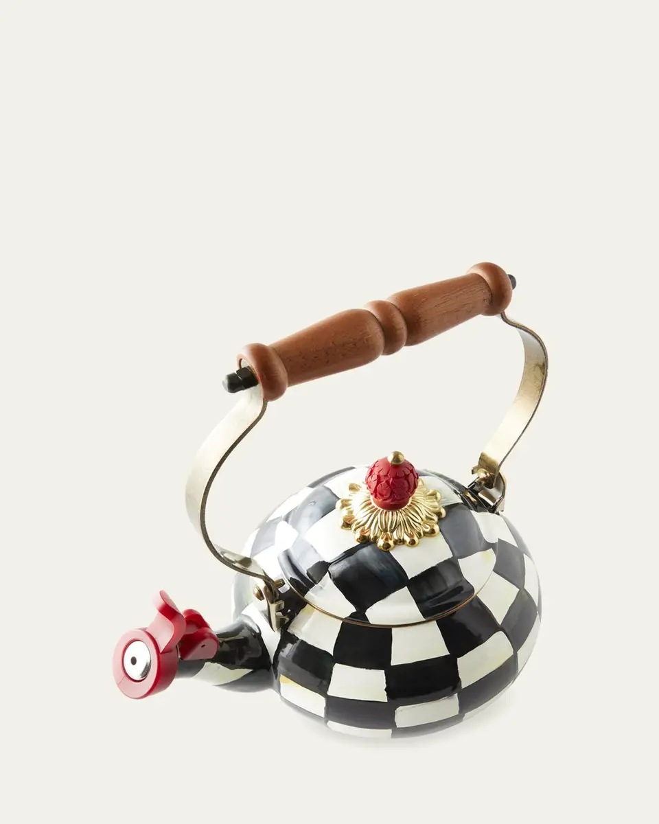 MacKenzie-Childs Courtly Check Enamel Whistling Tea Kettle | Thumbnail 2