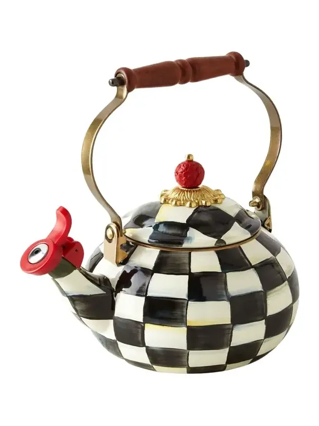MacKenzie-Childs Courtly Check Enamel Whistling Tea Kettle