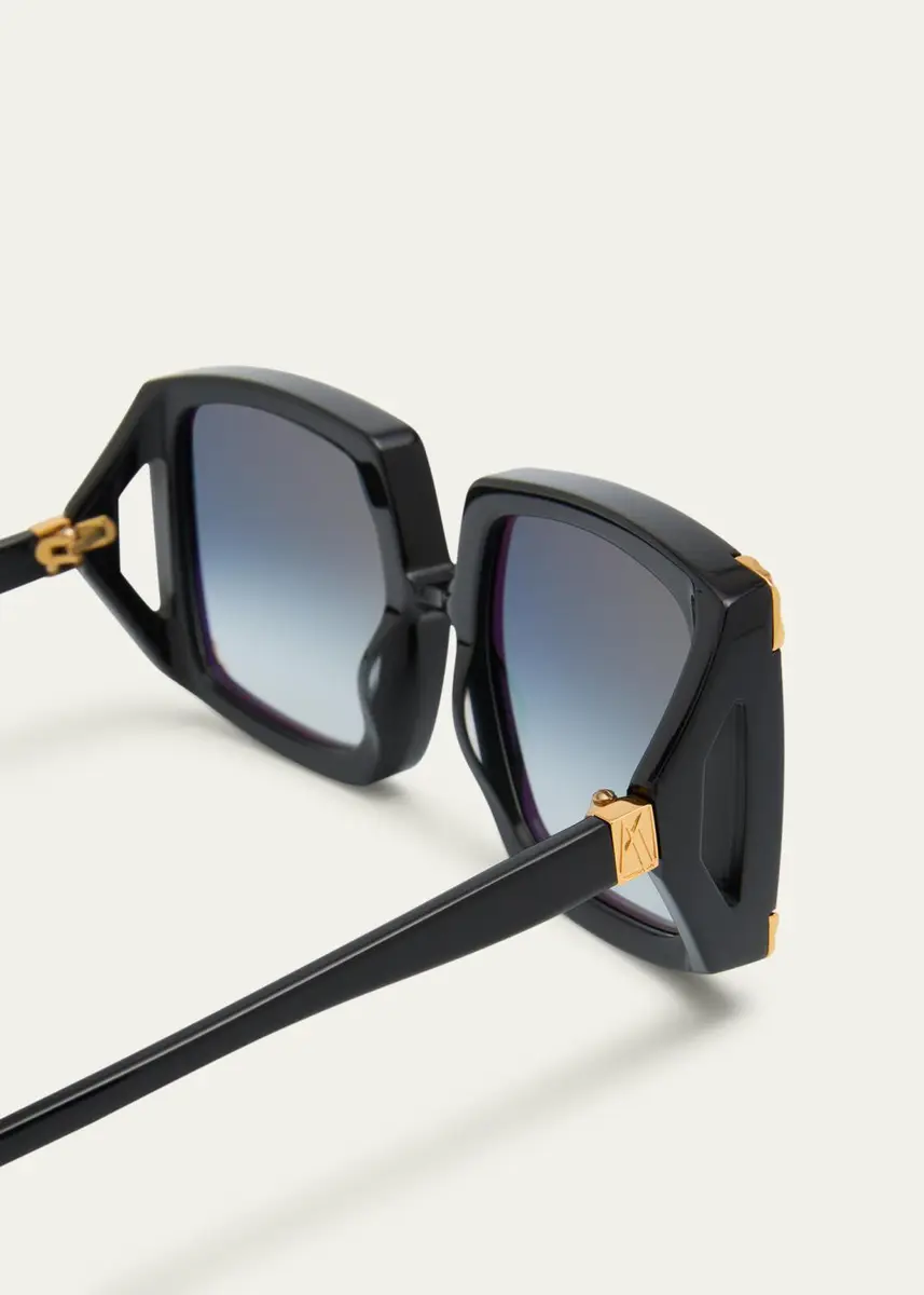 Anna-Karin Karlsson Strawberry Moon Square Black Acetate & Gold-Plated Steel Sunglasses | Thumbnail 4 Anna-Karin Karlsson Strawberry Moon Square Black Acetate & Gold-Plated Steel Sunglasses | Thumbnail 4