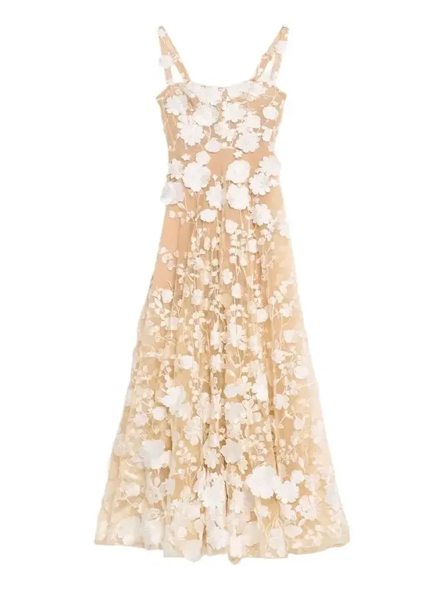 Bronx and Banco Jasmine Sleeveless Floral Applique Gown