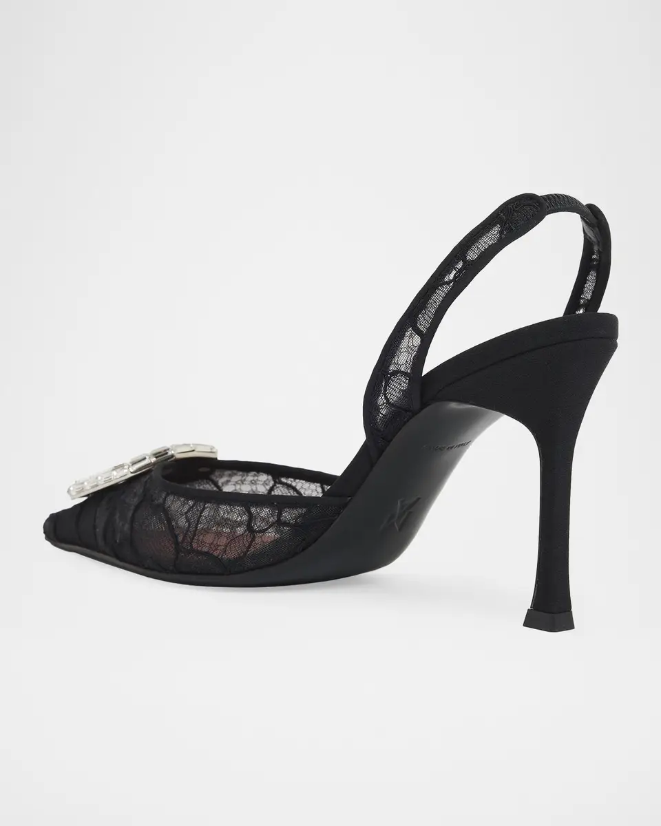 Amina Muaddi Camelia Lace Crystal Slingback Pumps | Thumbnail 2 Amina Muaddi Camelia Lace Crystal Slingback Pumps | Thumbnail 2