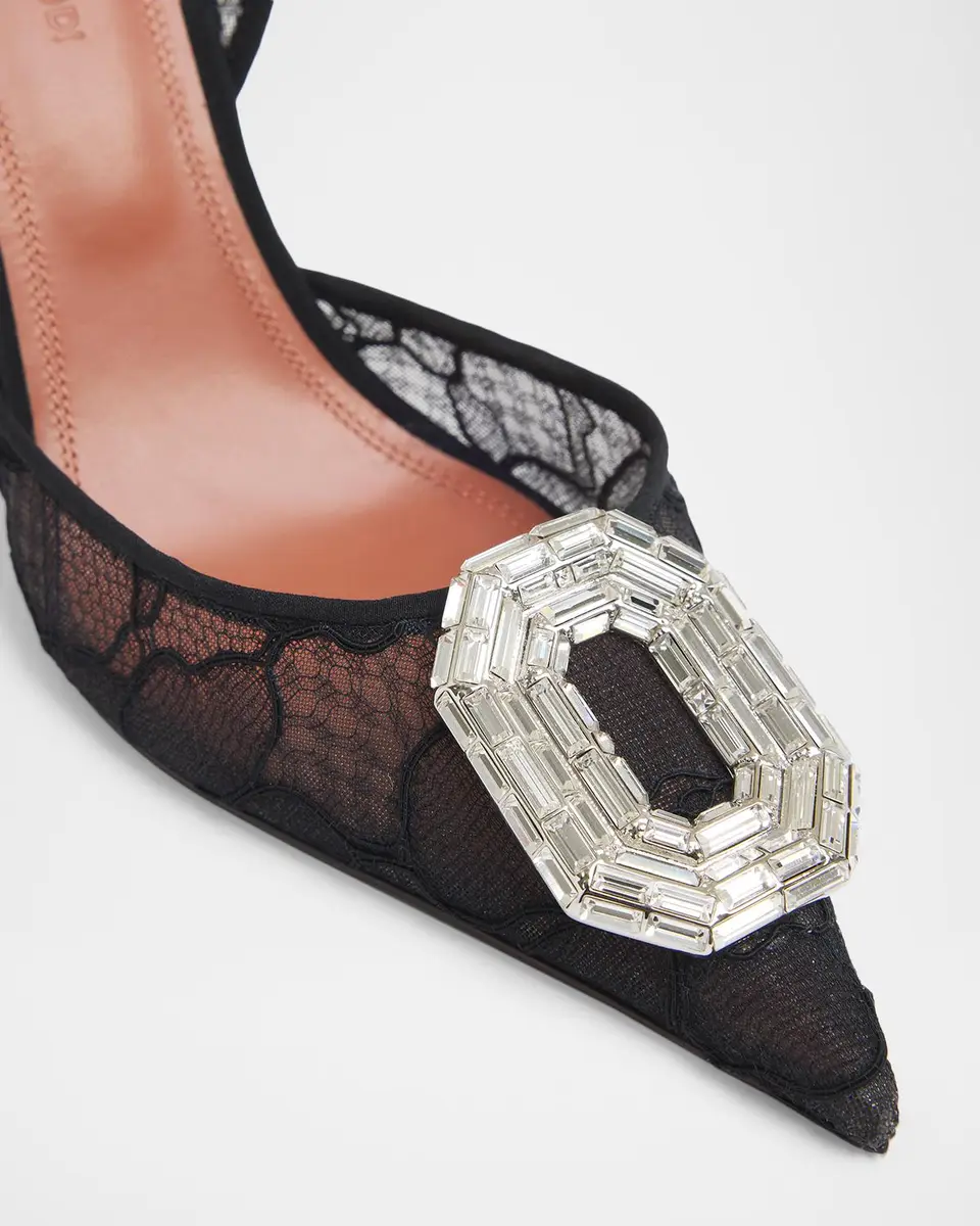 Amina Muaddi Camelia Lace Crystal Slingback Pumps | Thumbnail 3 Amina Muaddi Camelia Lace Crystal Slingback Pumps | Thumbnail 3