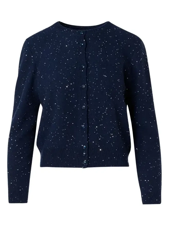 Akris Sequined Wool-Cashmere Knit Cardigan