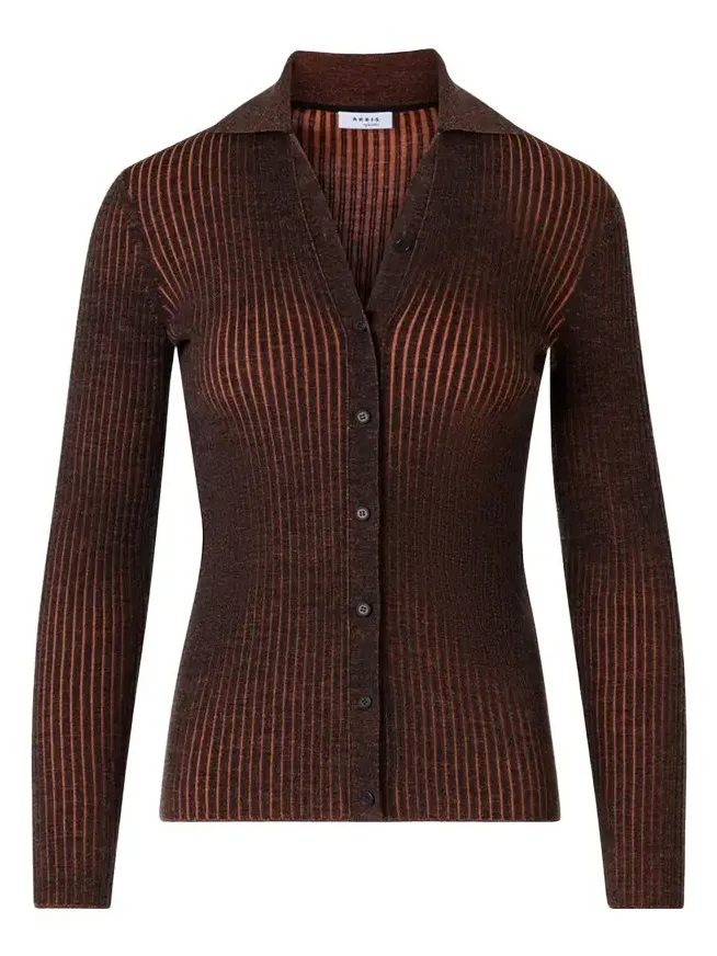 Two-Tone Ribbed Merino Cardigan Two-Tone Ribbed Merino Cardigan