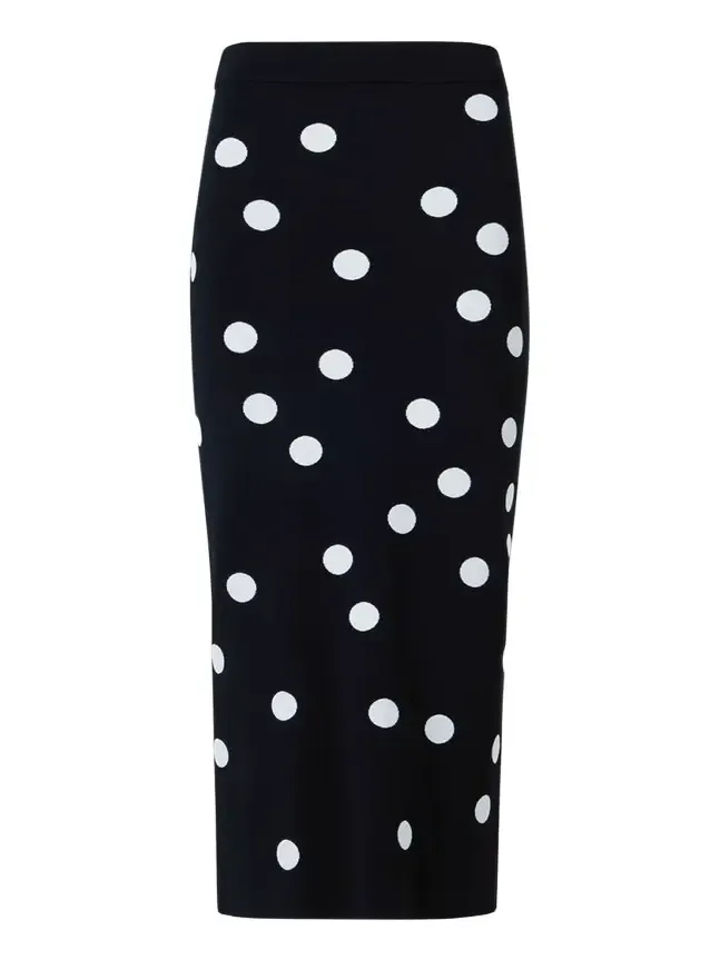 Polka Dot Knit Midi Tube Skirt Polka Dot Knit Midi Tube Skirt
