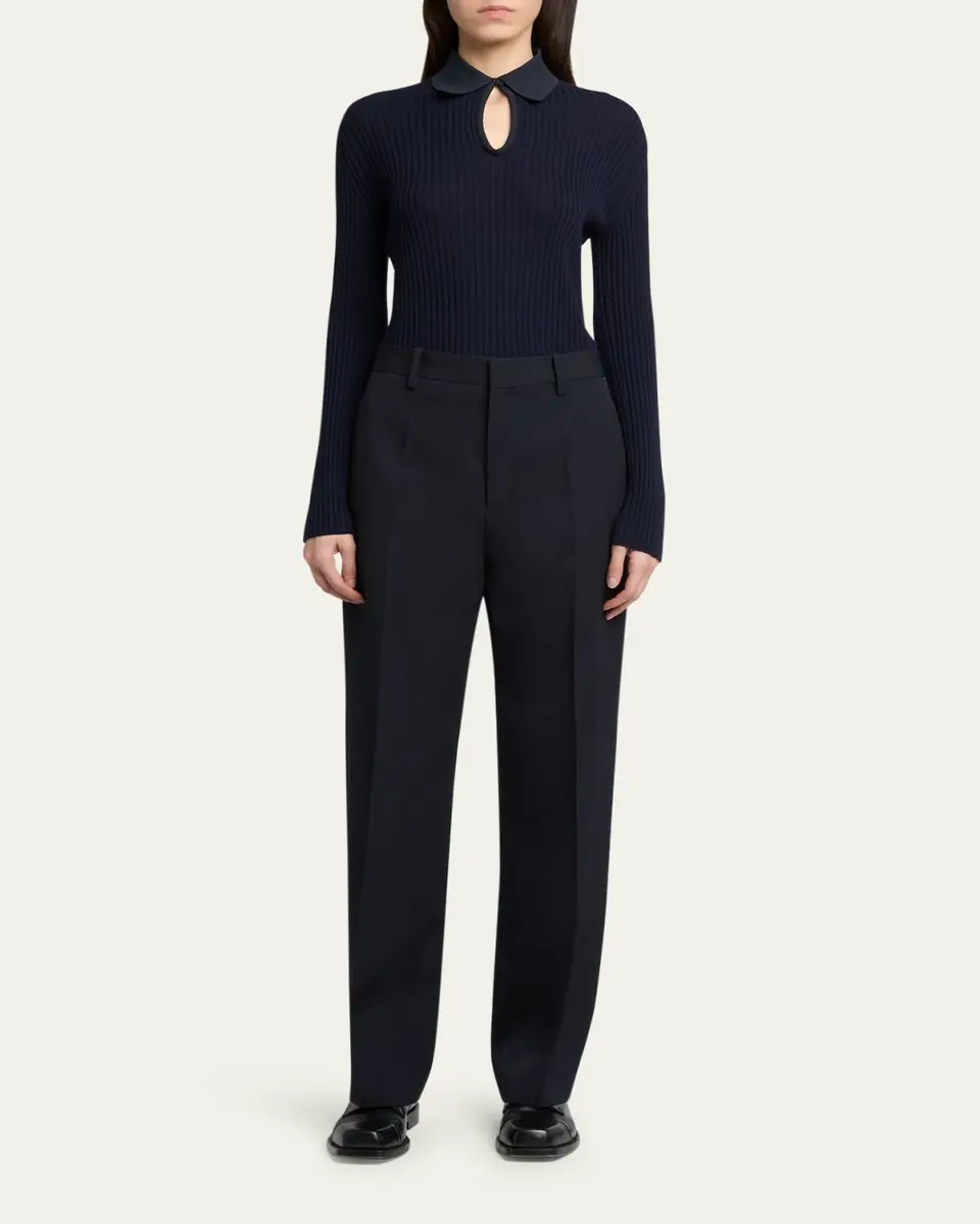 Jil Sander Long-Sleeve Button-Keyhole Polo Shirt | Thumbnail 2 Jil Sander Long-Sleeve Button-Keyhole Polo Shirt | Thumbnail 2