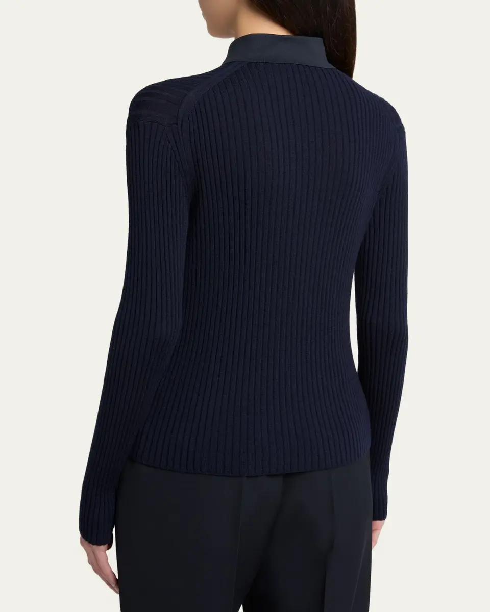 Jil Sander Long-Sleeve Button-Keyhole Polo Shirt | Thumbnail 3 Jil Sander Long-Sleeve Button-Keyhole Polo Shirt | Thumbnail 3