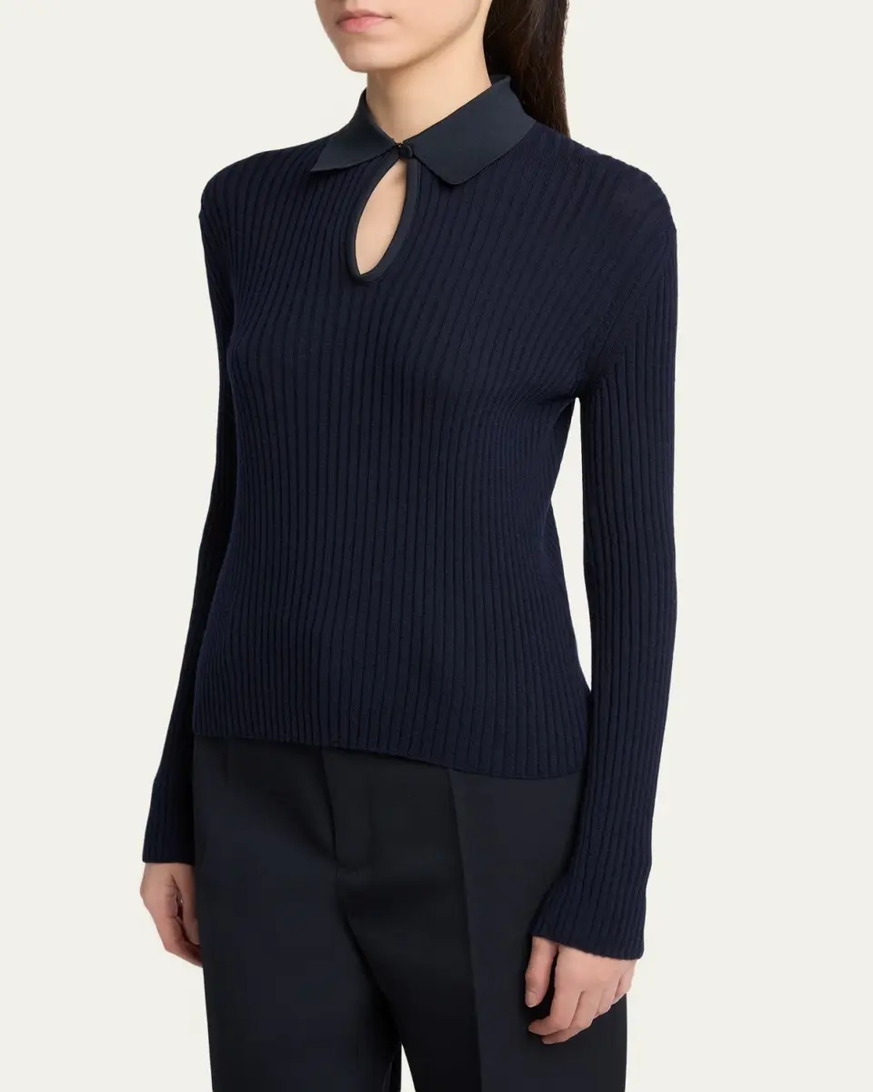 Jil Sander Long-Sleeve Button-Keyhole Polo Shirt | Thumbnail 4 Jil Sander Long-Sleeve Button-Keyhole Polo Shirt | Thumbnail 4