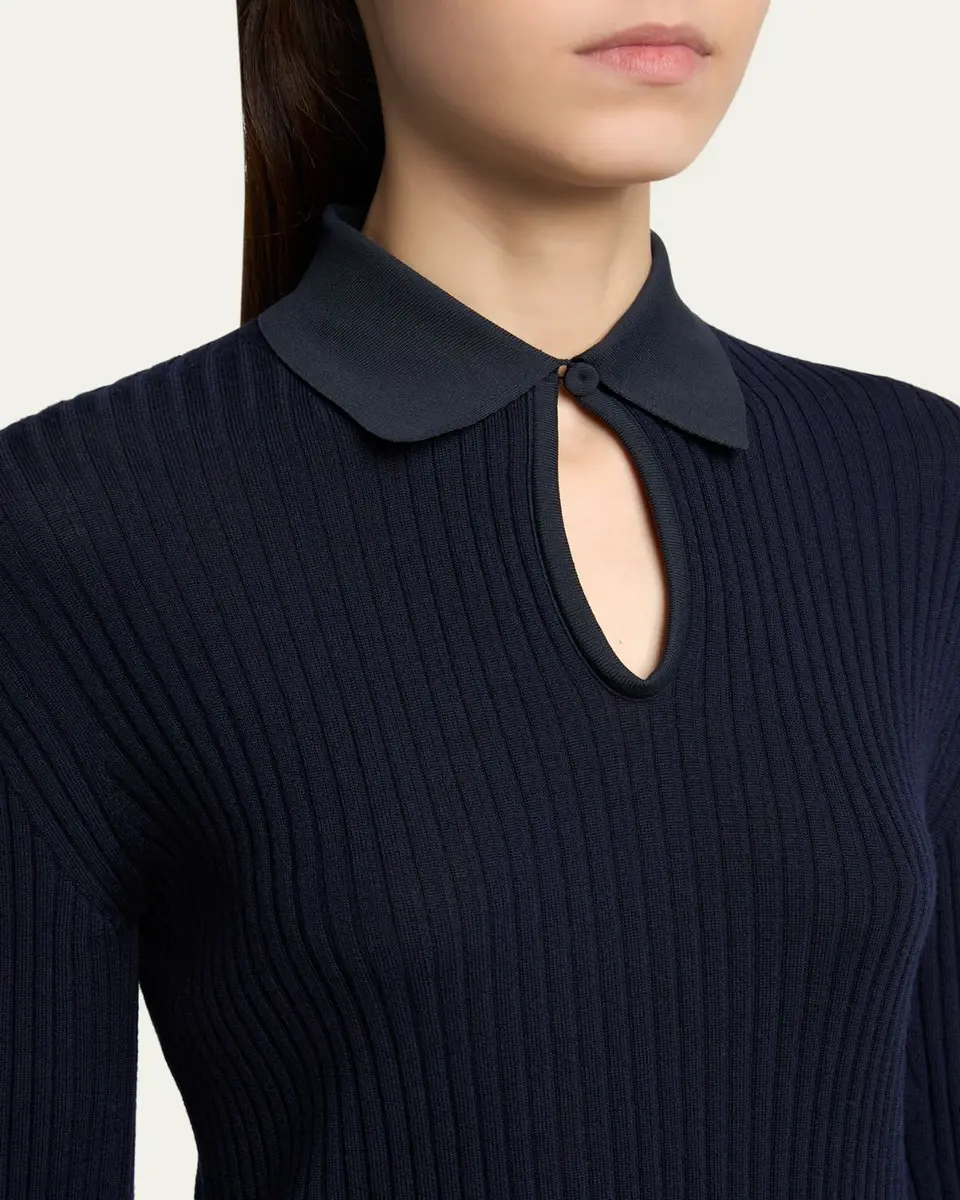 Jil Sander Long-Sleeve Button-Keyhole Polo Shirt | Thumbnail 5 Jil Sander Long-Sleeve Button-Keyhole Polo Shirt | Thumbnail 5