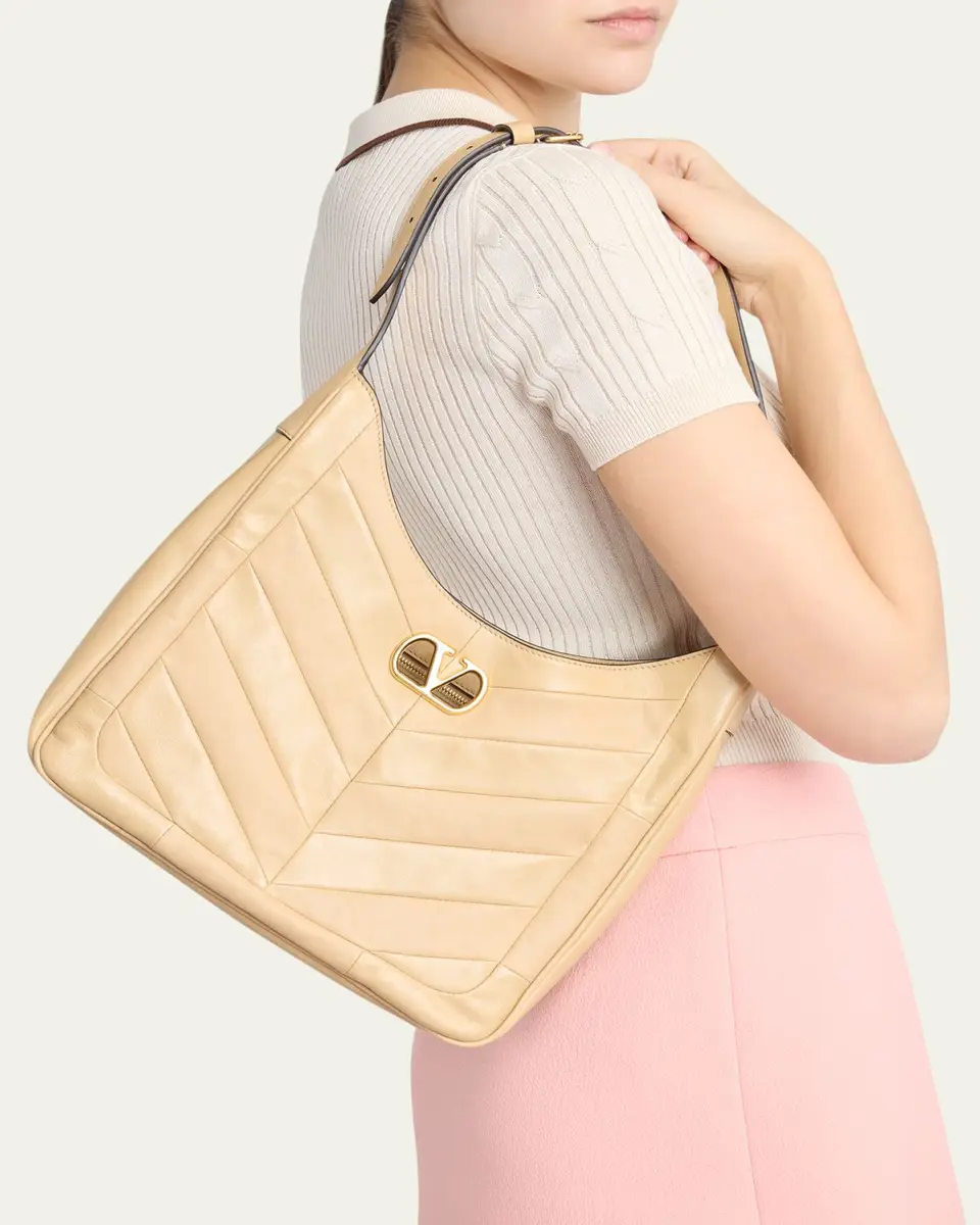 Valentino Garavani Medium Chevron Leather Hobo Bag | Thumbnail 2 Valentino Garavani Medium Chevron Leather Hobo Bag | Thumbnail 2