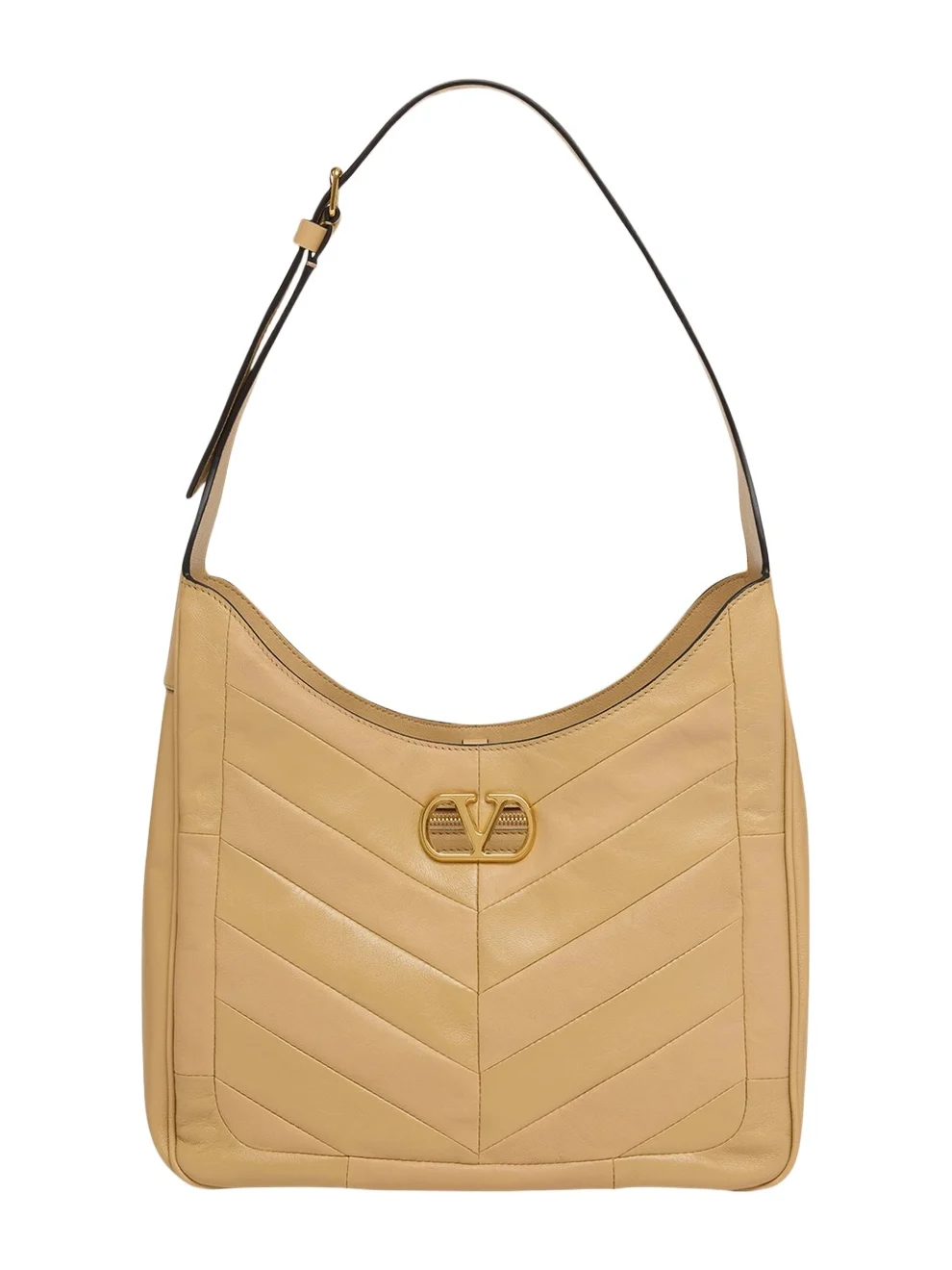 Medium Chevron Leather Hobo Bag