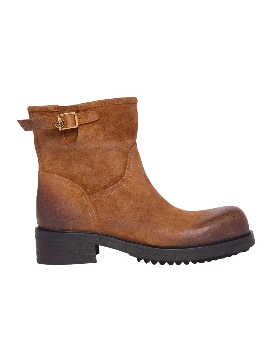 Men's Suede La Medusa Buckle Ankle Boots Men's Suede La Medusa Buckle Ankle Boots