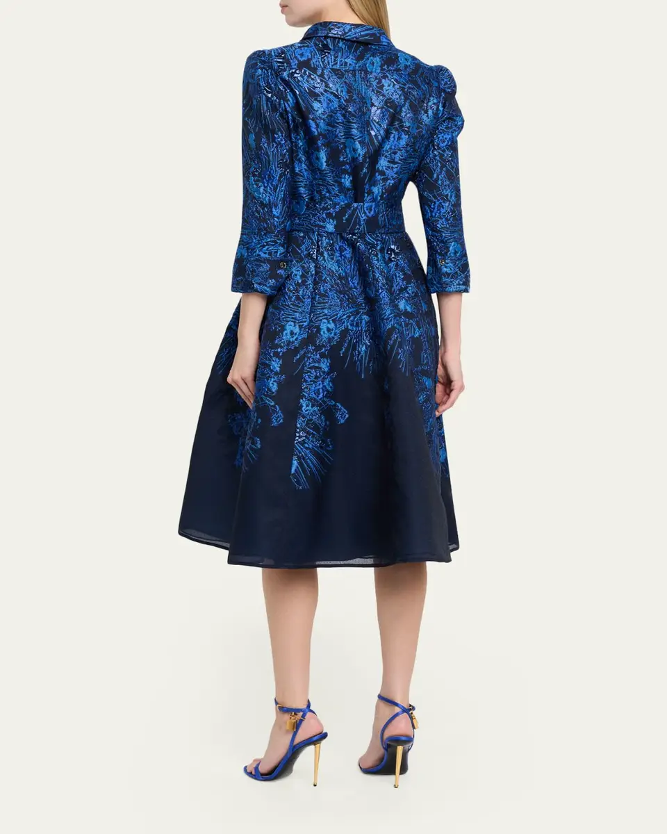 Rickie Freeman for Teri Jon Metallic Jacquard Organza Midi Shirtdress | Thumbnail 3 Rickie Freeman for Teri Jon Metallic Jacquard Organza Midi Shirtdress | Thumbnail 3