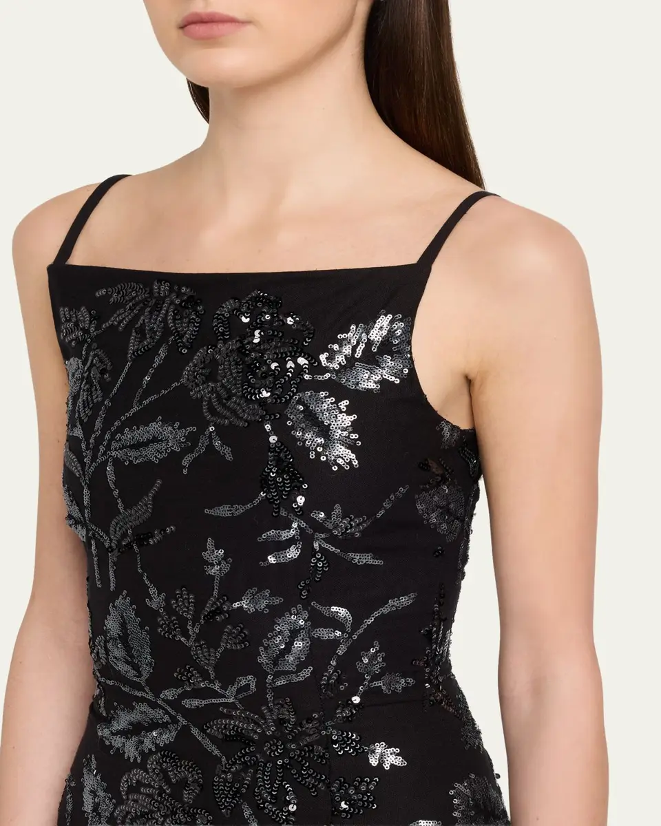 PRABAL GURUNG Square-Neck Floral Sequined Midi Dress | Thumbnail 5 PRABAL GURUNG Square-Neck Floral Sequined Midi Dress | Thumbnail 5