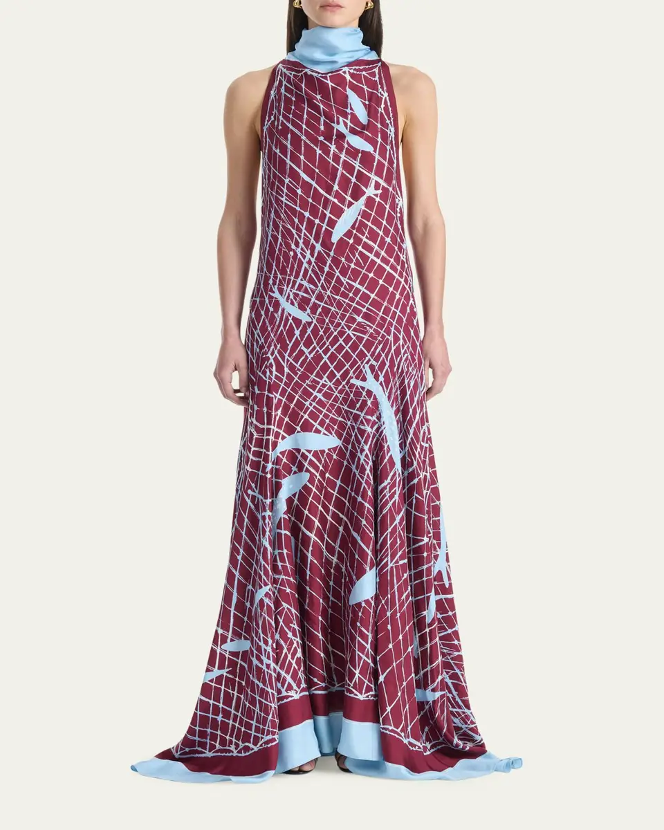 Altuzarra Moonlight Sleeveless Turtleneck Silk Maxi Dress | Thumbnail 2 Altuzarra Moonlight Sleeveless Turtleneck Silk Maxi Dress | Thumbnail 2