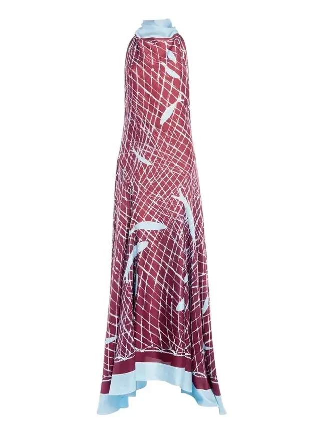 Moonlight Sleeveless Turtleneck Silk Maxi Dress