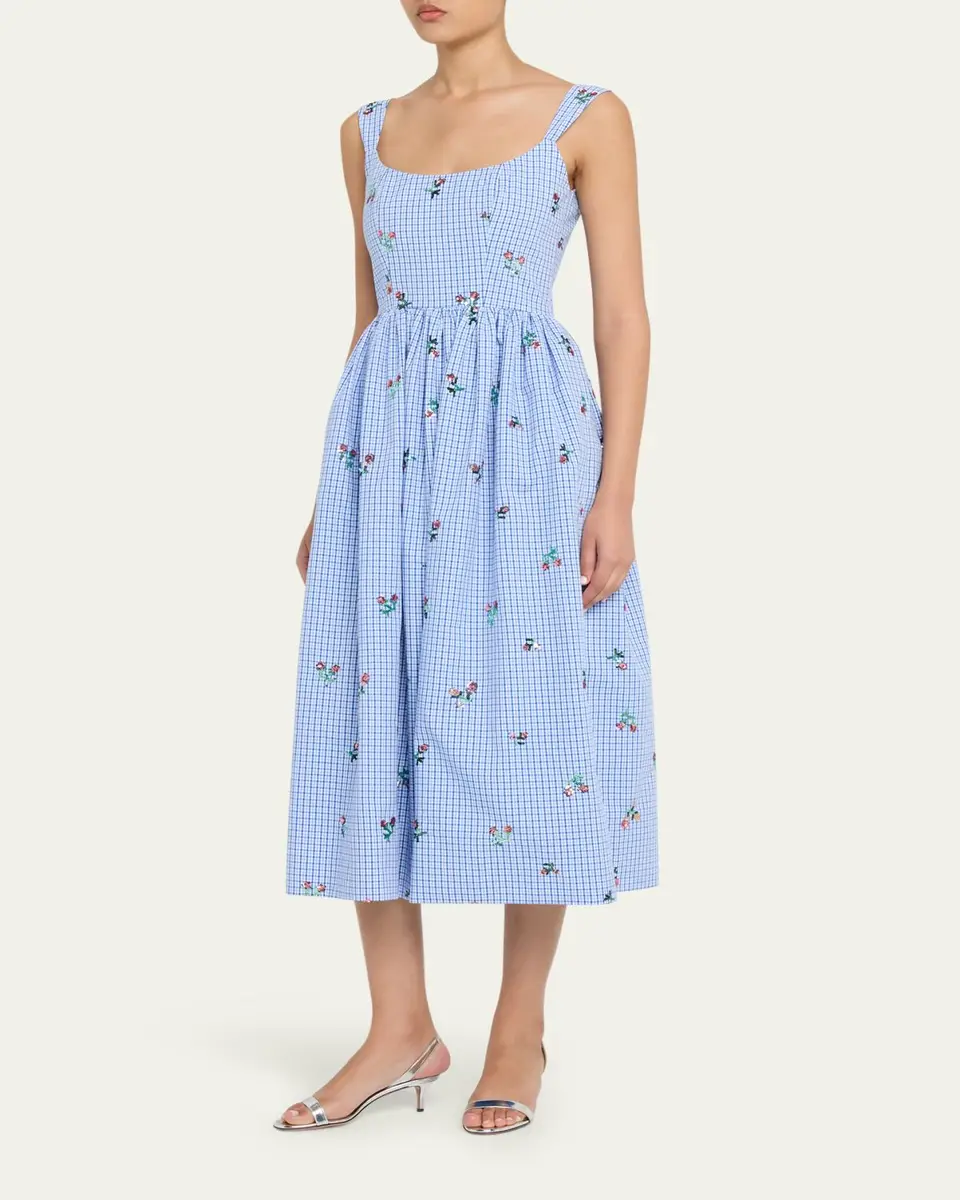 Markarian Nara Sequin Embroidered Check Fit-And-Flare Midi Dress | Thumbnail 2