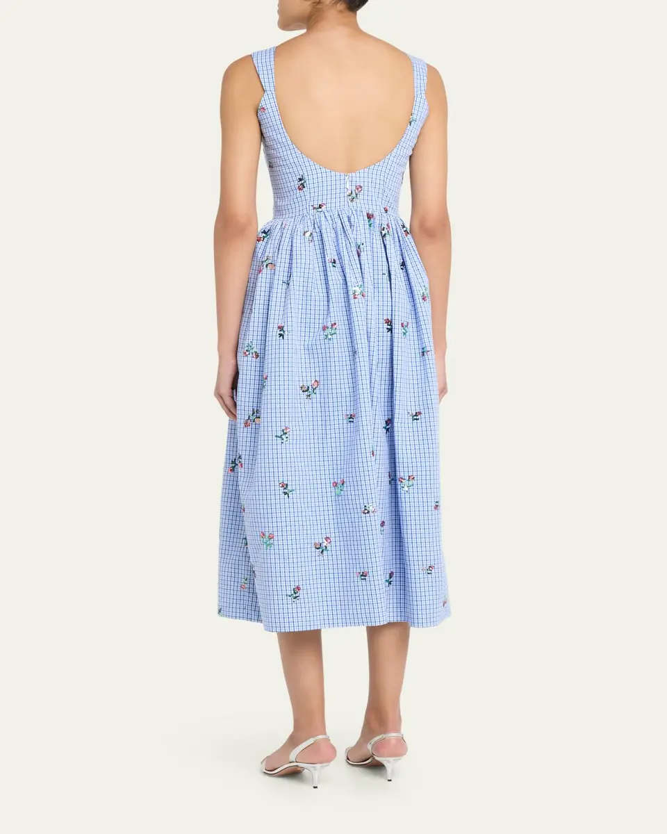 Markarian Nara Sequin Embroidered Check Fit-And-Flare Midi Dress | Thumbnail 3