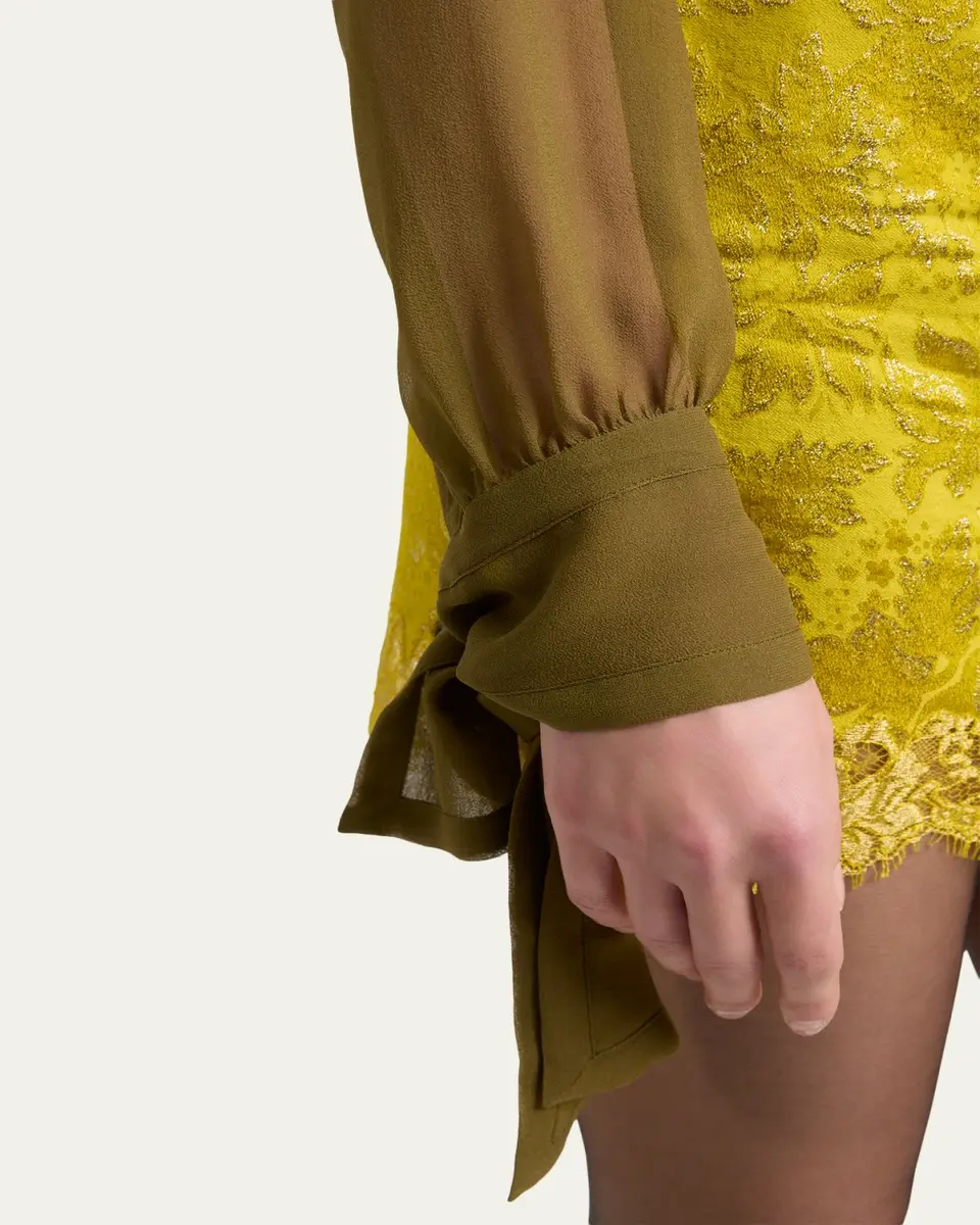 Saint Laurent Lavalliere Silk Long-Sleeve Blouse | Thumbnail 5 Saint Laurent Lavalliere Silk Long-Sleeve Blouse | Thumbnail 5