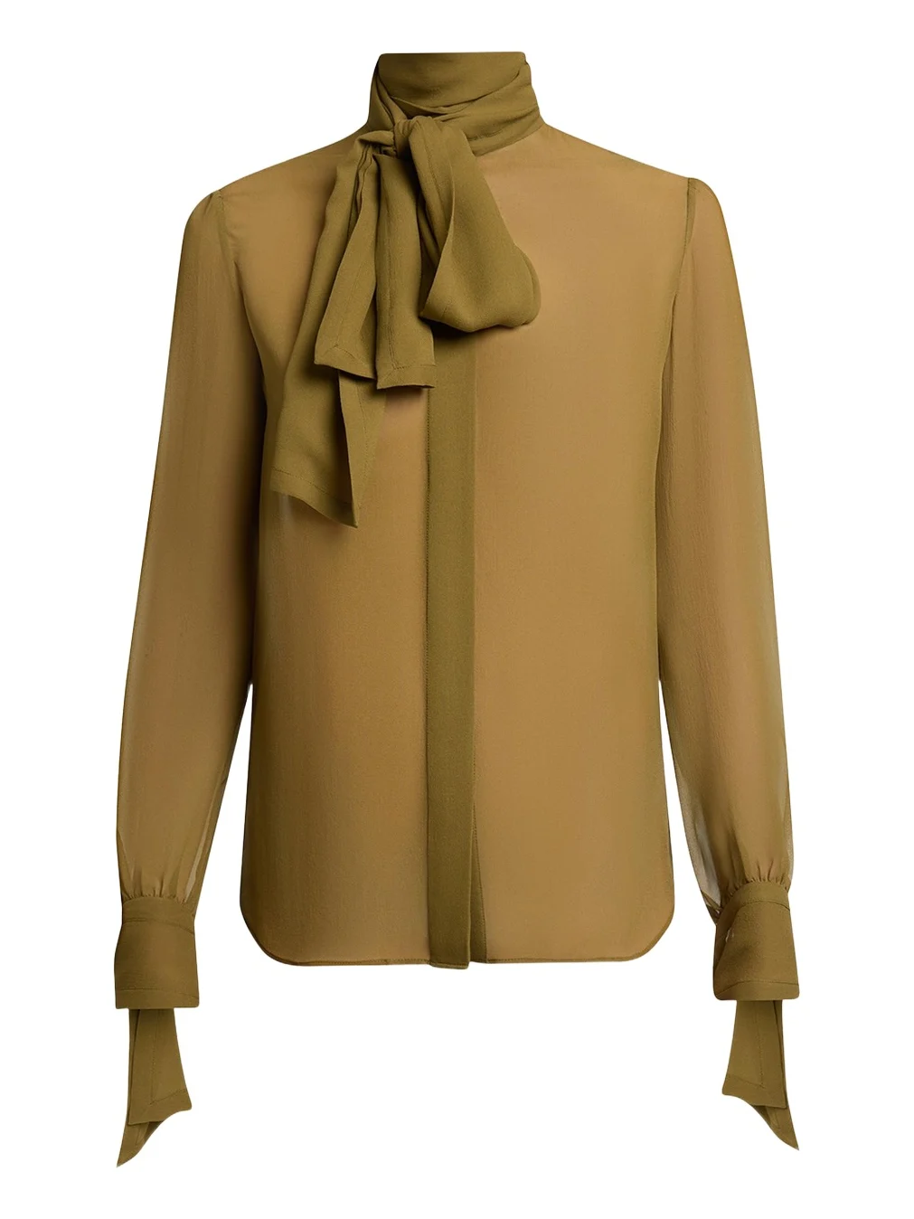 Lavalliere Silk Long-Sleeve Blouse