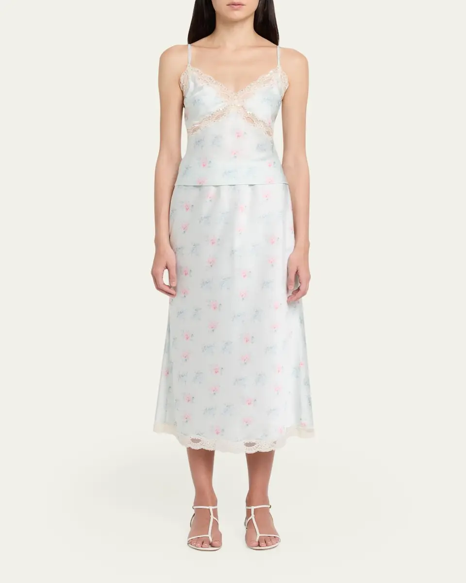LoveShackFancy Lamora Floral Satin Tank Top | Thumbnail 2 LoveShackFancy Lamora Floral Satin Tank Top | Thumbnail 2