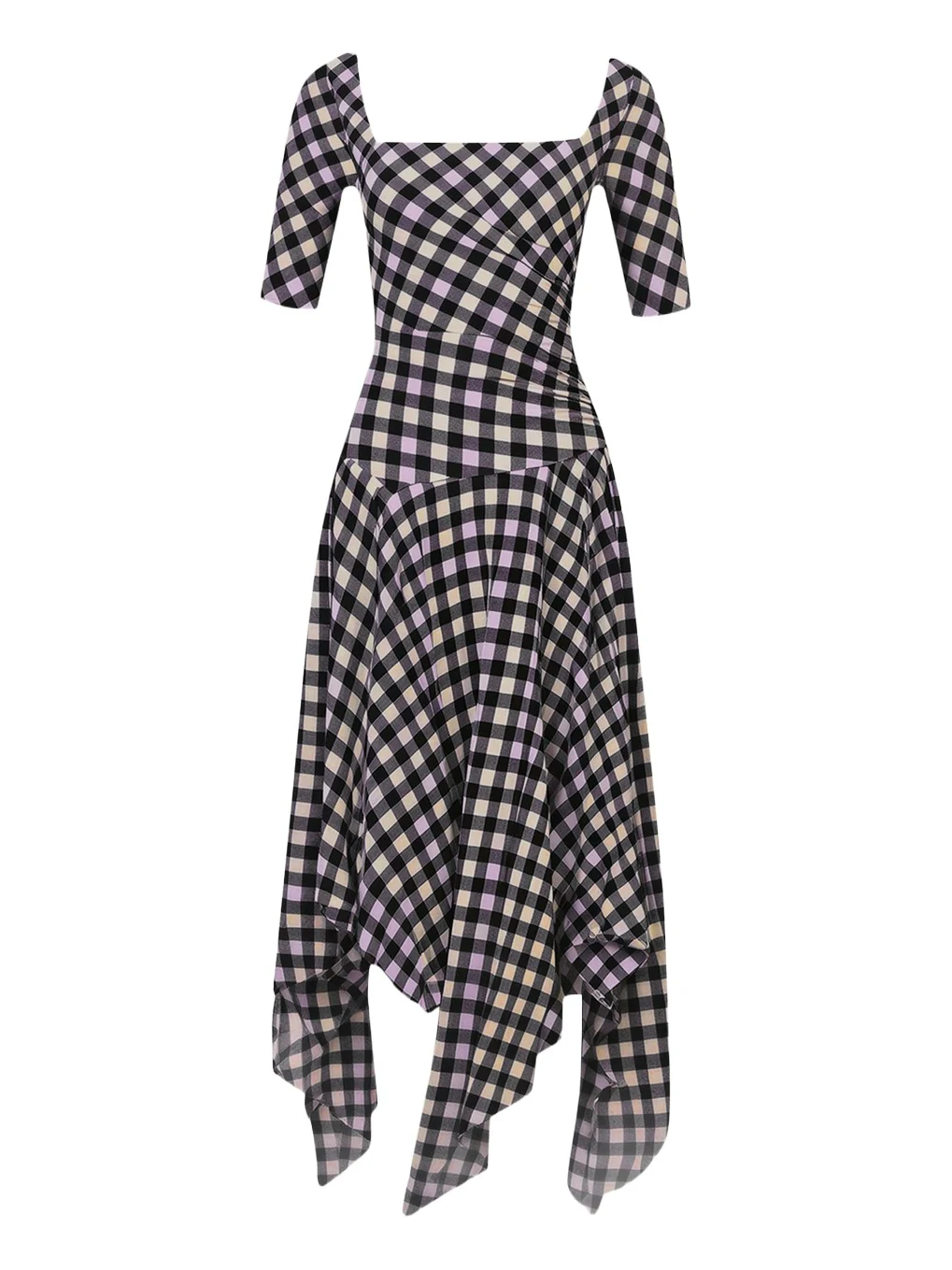 Leslie Gingham-Print Handkerchief Maxi Dress Leslie Gingham-Print Handkerchief Maxi Dress