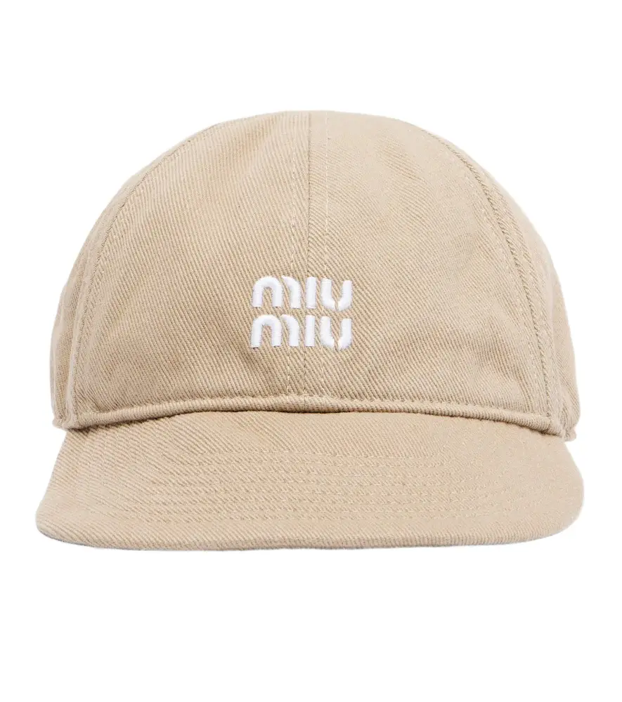 Miu Miu Logo denim baseball cap | Image 1 Miu Miu Logo denim baseball cap | Image 1
