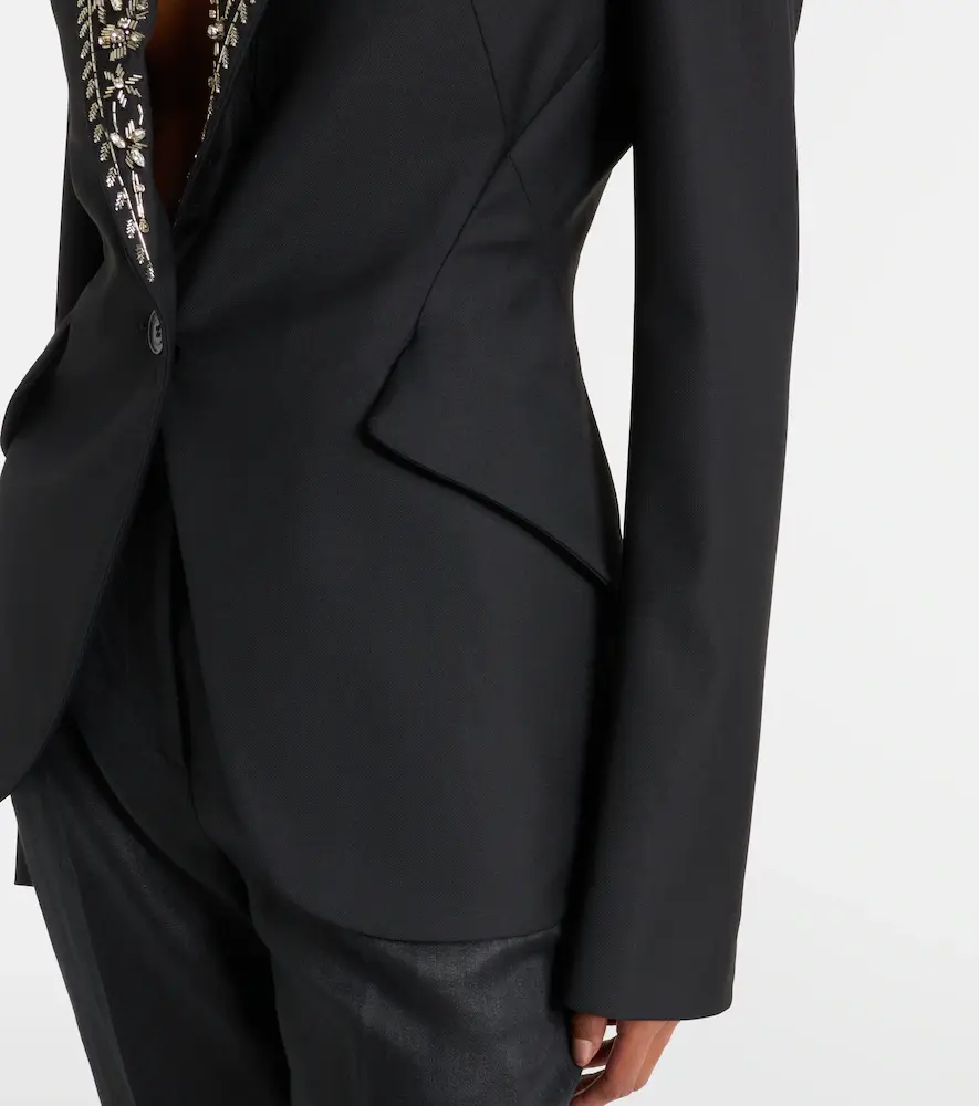 Alexander McQueen Embellished wool grain de poudre blazer | Thumbnail 2 Alexander McQueen Embellished wool grain de poudre blazer | Thumbnail 2