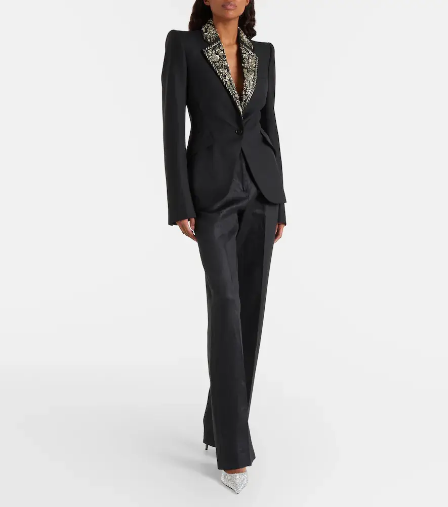 Alexander McQueen Embellished wool grain de poudre blazer | Thumbnail 3 Alexander McQueen Embellished wool grain de poudre blazer | Thumbnail 3