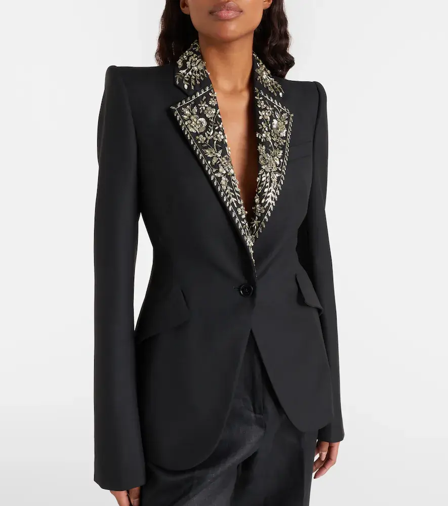 Alexander McQueen Embellished wool grain de poudre blazer | Thumbnail 4 Alexander McQueen Embellished wool grain de poudre blazer | Thumbnail 4