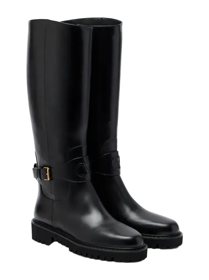 VLogo leather knee-high boots VLogo leather knee-high boots