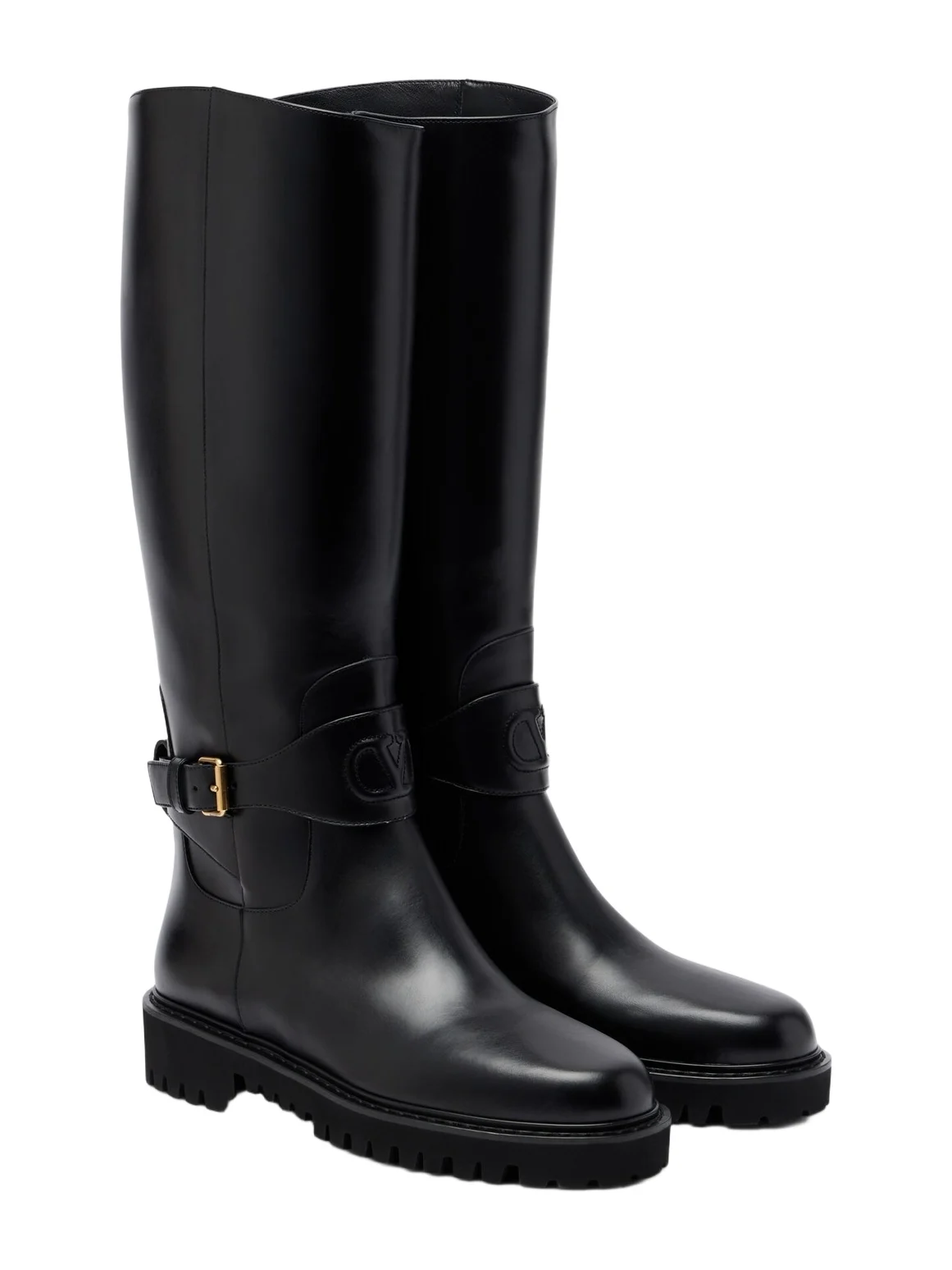 VLogo leather knee-high boots VLogo leather knee-high boots
