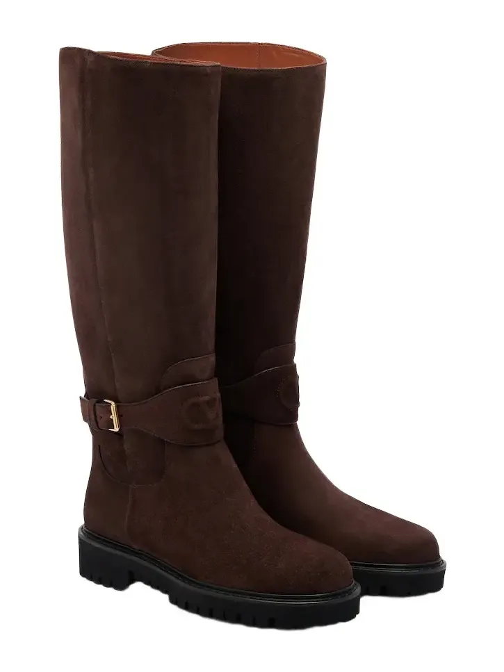 VLogo suede knee-high boots VLogo suede knee-high boots