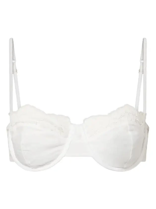Lace-trimmed cotton bra top Lace-trimmed cotton bra top