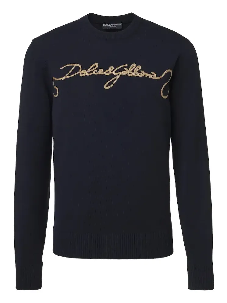 Embroidered virgin wool sweater