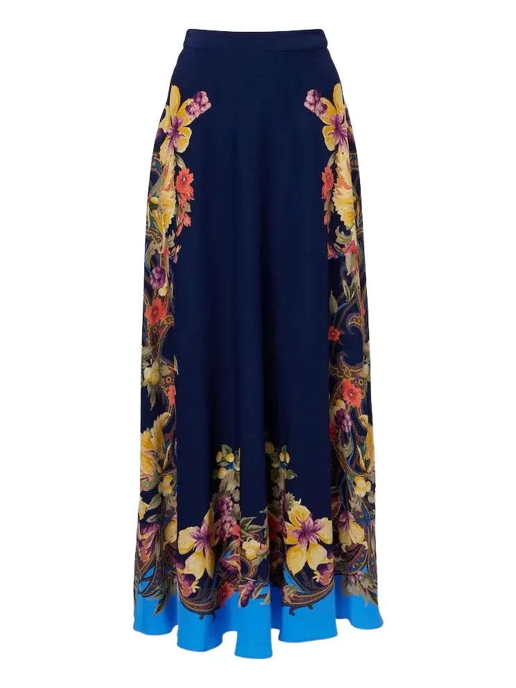 Floral silk crêpe de chine maxi skirt Floral silk crêpe de chine maxi skirt