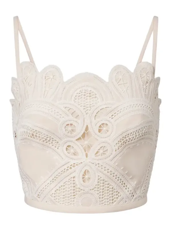 Elie Saab Embroidered scalloped crop top