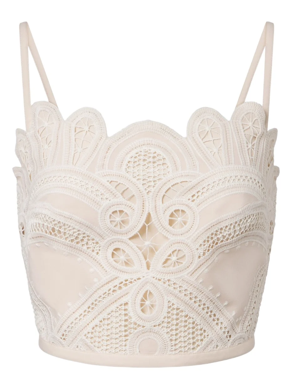 Embroidered scalloped crop top Embroidered scalloped crop top