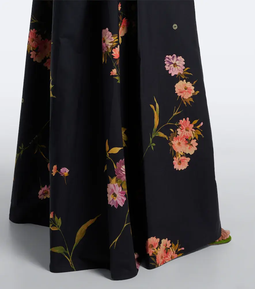 Elie Saab Floral pleated cotton poplin maxi dress | Thumbnail 3