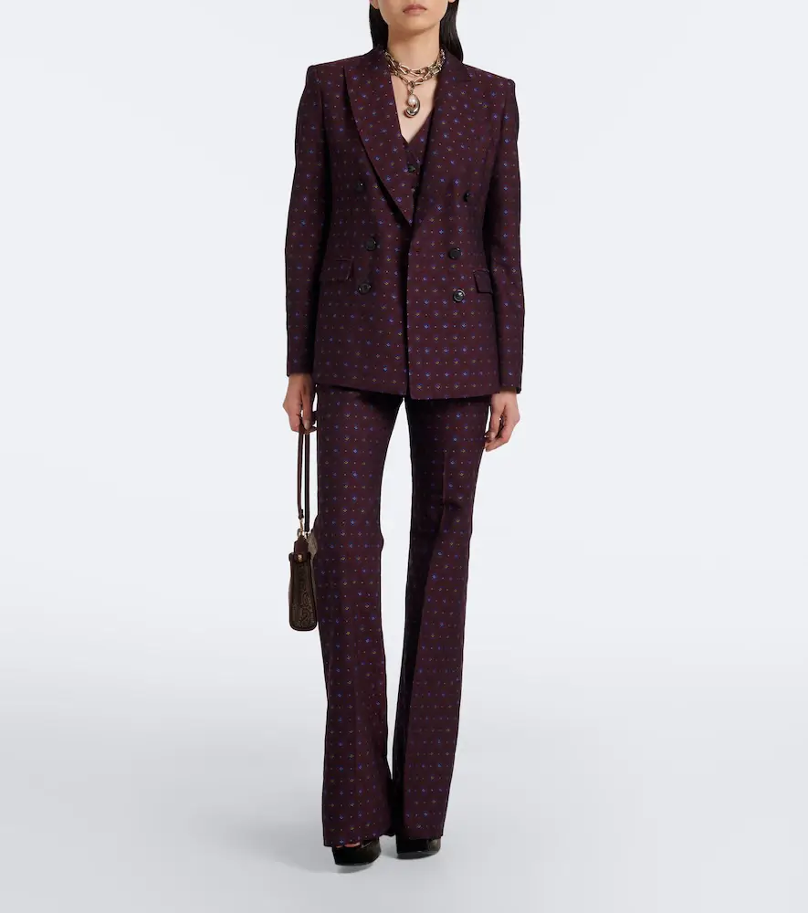 Etro Floral jacquard wool and cotton flared pants | Thumbnail 2 Etro Floral jacquard wool and cotton flared pants | Thumbnail 2