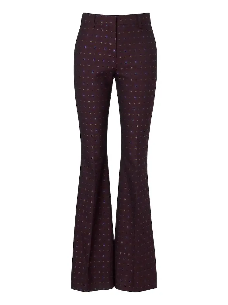 Floral jacquard wool and cotton flared pants Floral jacquard wool and cotton flared pants