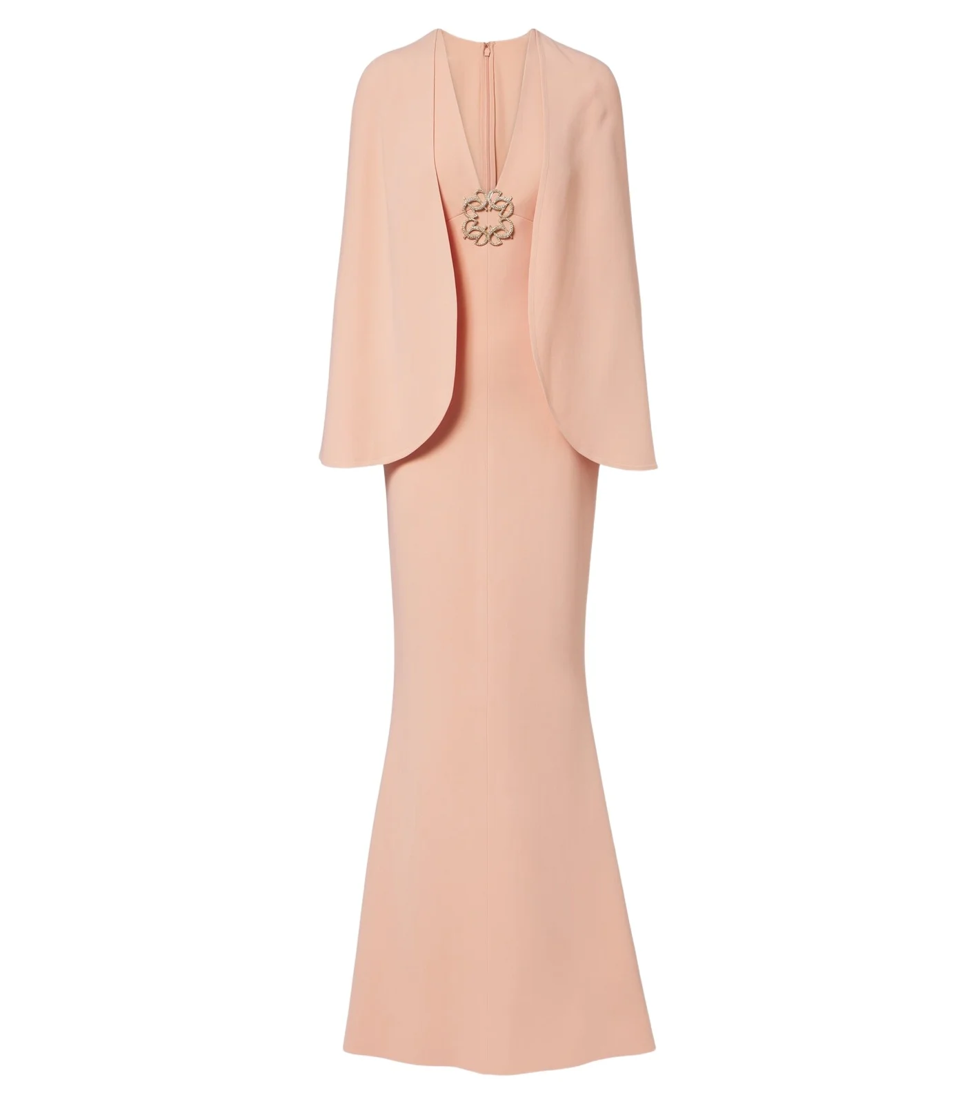 Embellished caped cady gown