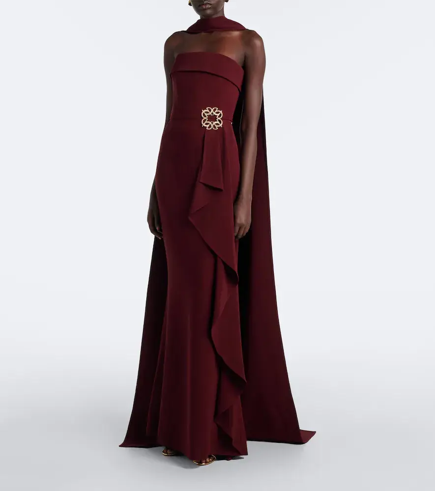 Elie Saab Scarf-detail embellished draped cady gown | Thumbnail 2 Elie Saab Scarf-detail embellished draped cady gown | Thumbnail 2