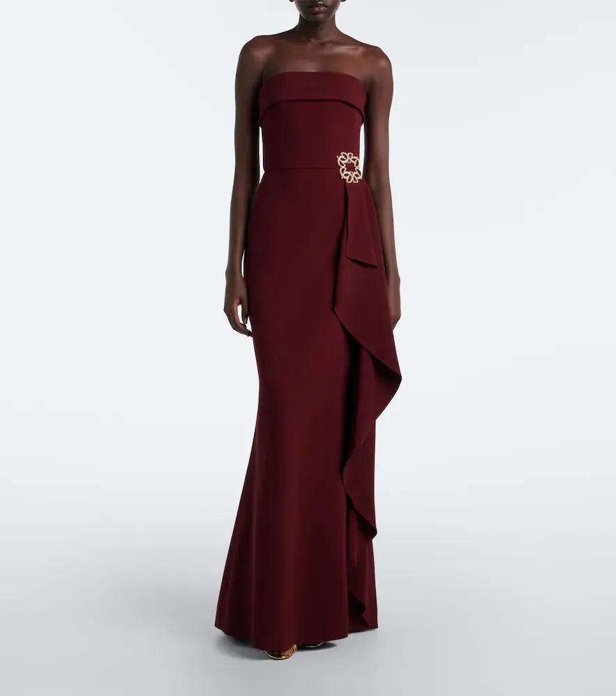 Elie Saab Scarf-detail embellished draped cady gown | Thumbnail 3 Elie Saab Scarf-detail embellished draped cady gown | Thumbnail 3