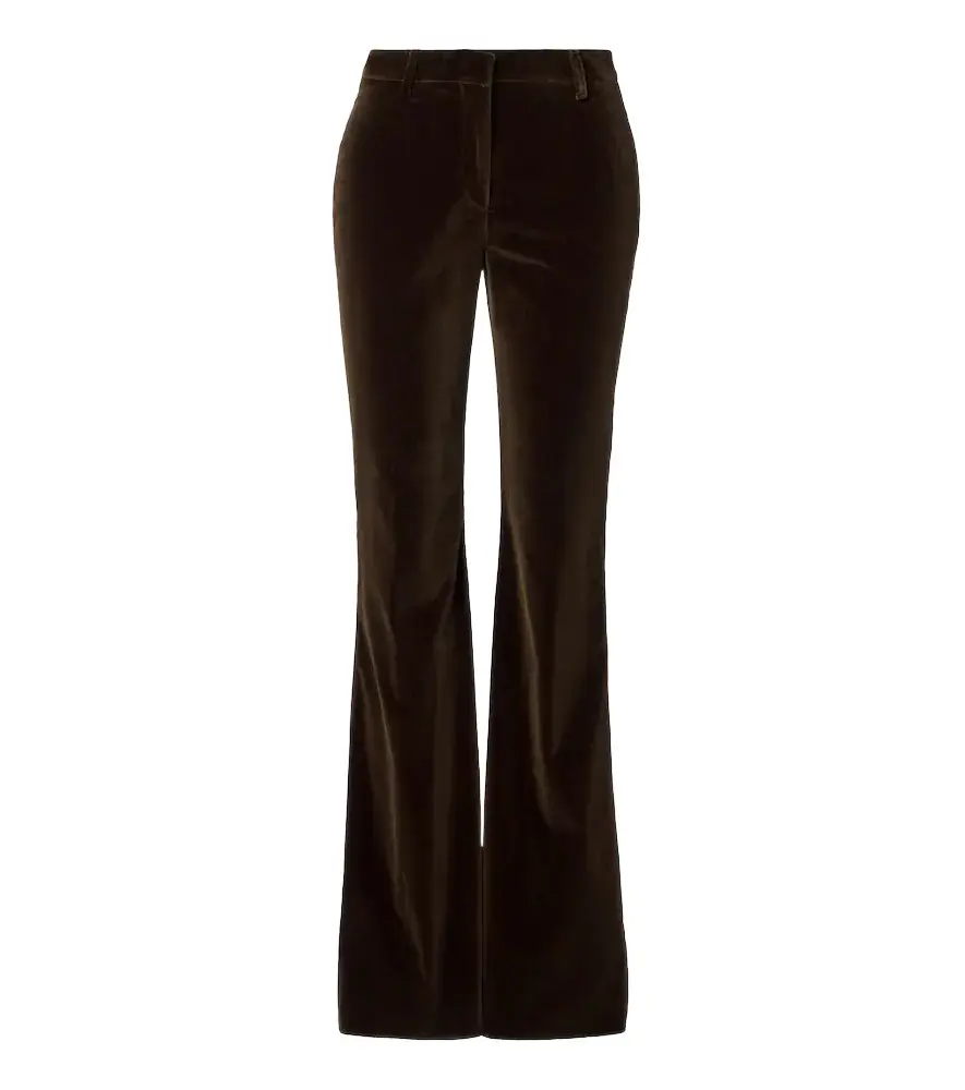 Cotton velvet flared pants